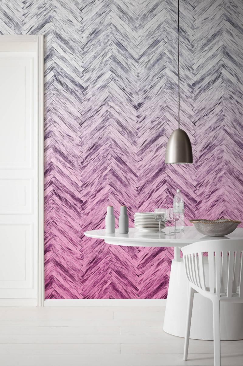 Herringbone Pink - Moderne Fototapet til Romantisk Indretning