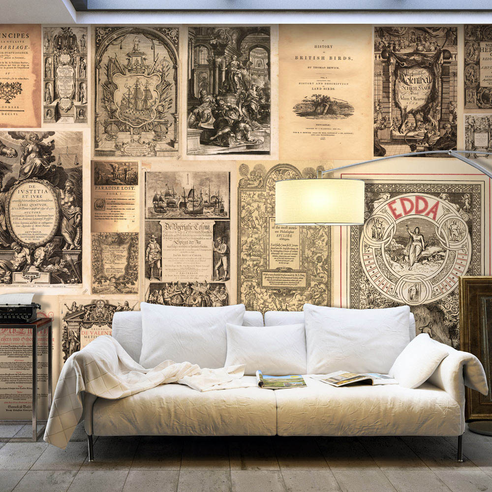 Beige Artgeist Fototapet Vintage Books Brunt Print 280x500 500x280 - Artgeist Tapet  - 5903143780257
