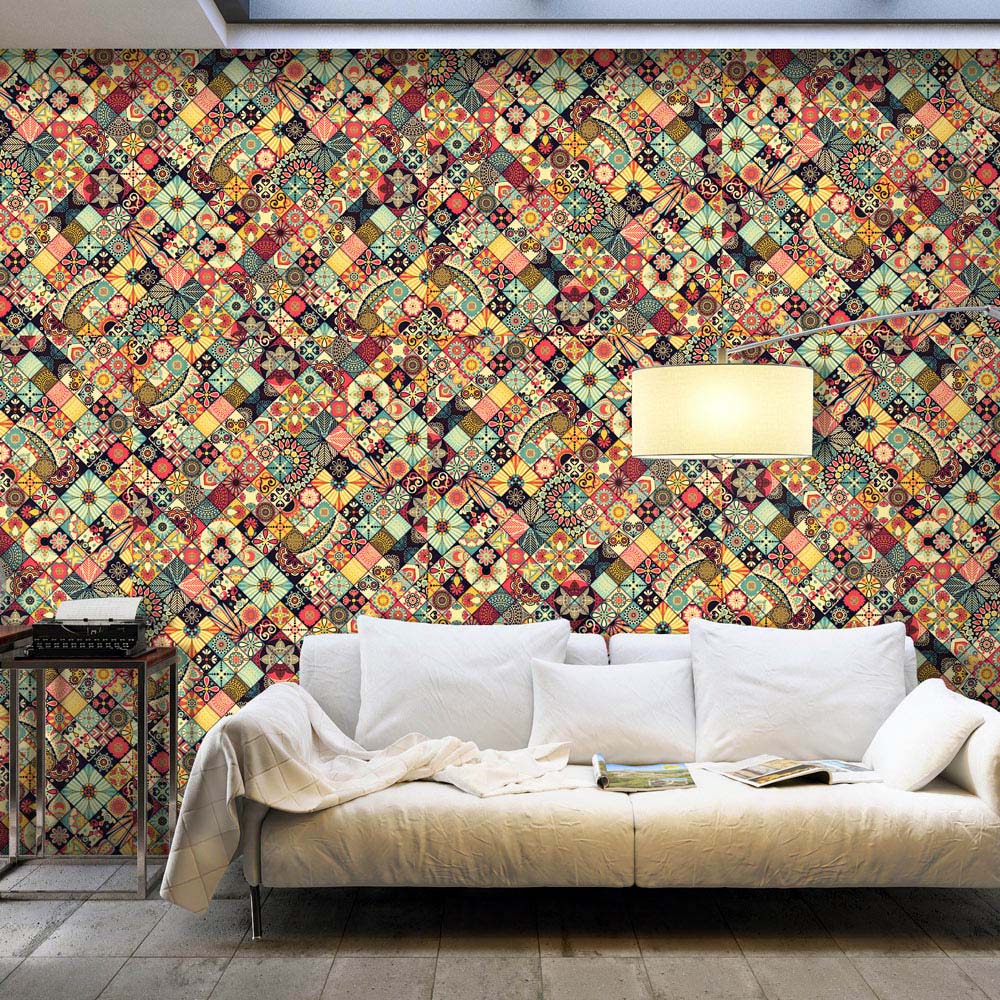 Multifarvet Fototapet Fra Artgeist Rainbow Mosaic Mulitfarvet Print 280x500 500x280 - Artgeist Tapet  - 5903143780288