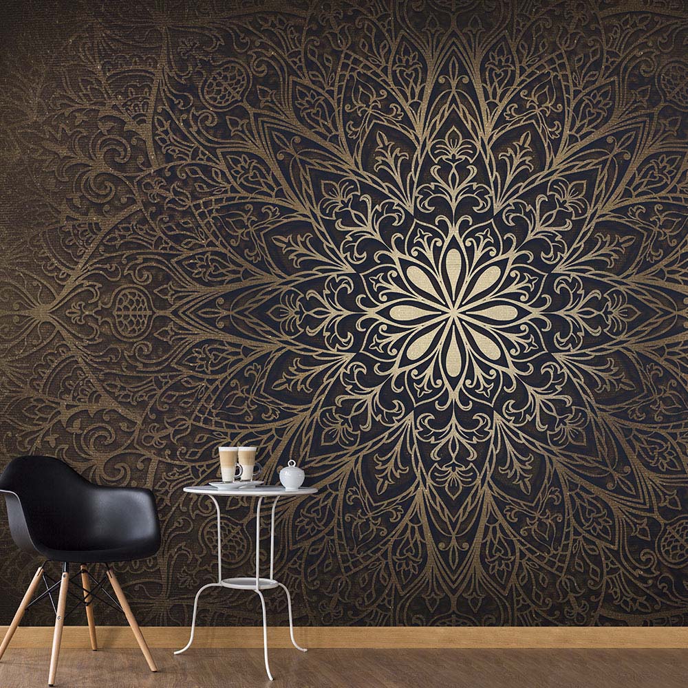 Sort Artgeist Fototapet Mandala Guld Stor Flere Størrelser 500x280 - Artgeist Tapet  - 5903143783487