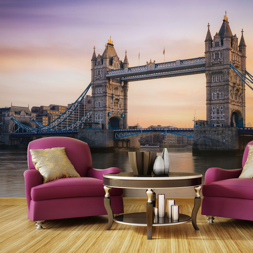 Beige Artgeist Fototapet London Tower Bridge Ved Daggry Flere Størrelser 200x154 - Artgeist Tapet  - 5903143811784