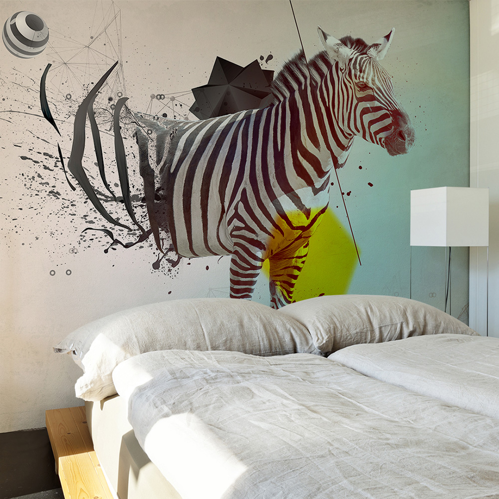 Gul Artgeist Fototapet Zebra Disharmoni Med Naturen Flere Størrelser 350x270 - Artgeist Tapet  - 5903143830433