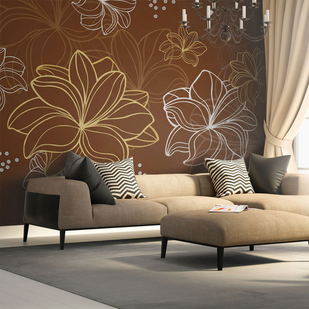 Bordeaux Artgeist Minimalistisk Fototapet Med Blomster Flere Størrelser 200x154 - Artgeist Tapet  - 5903143848902
