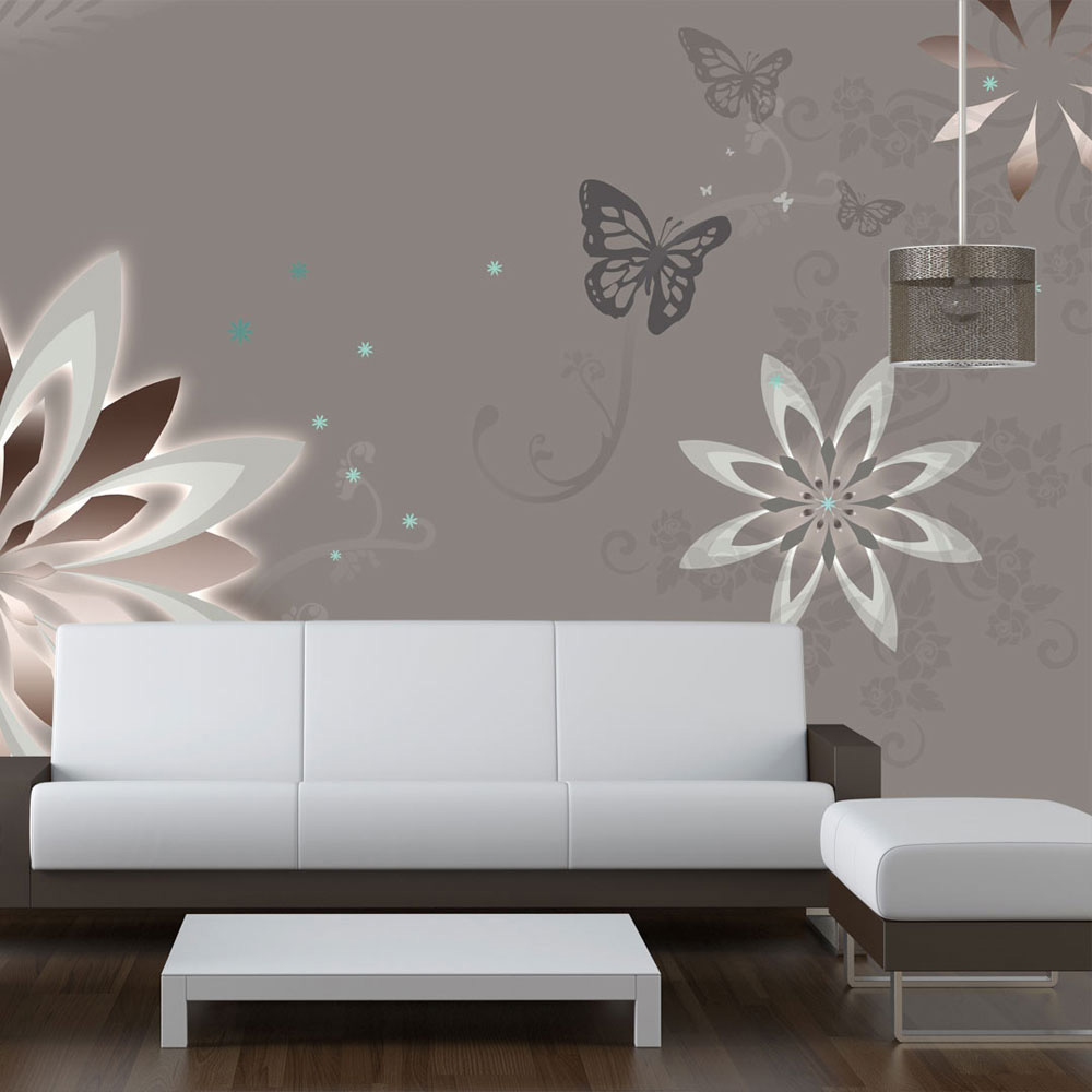 Beige Artgeist Fototapet Med Blomstermotiv Abstrakt Mønster Brun Grå Farver 400x270 - Artgeist Tapet  - 5903143856839