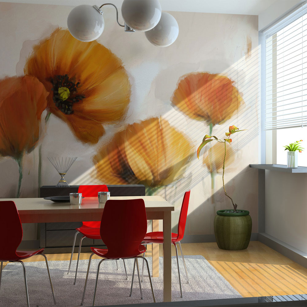 Creme Artgeist Vintage Maleri Fototapet Med Orange Valmue Blomster 400x270 - Artgeist Tapet  - 5903143856853