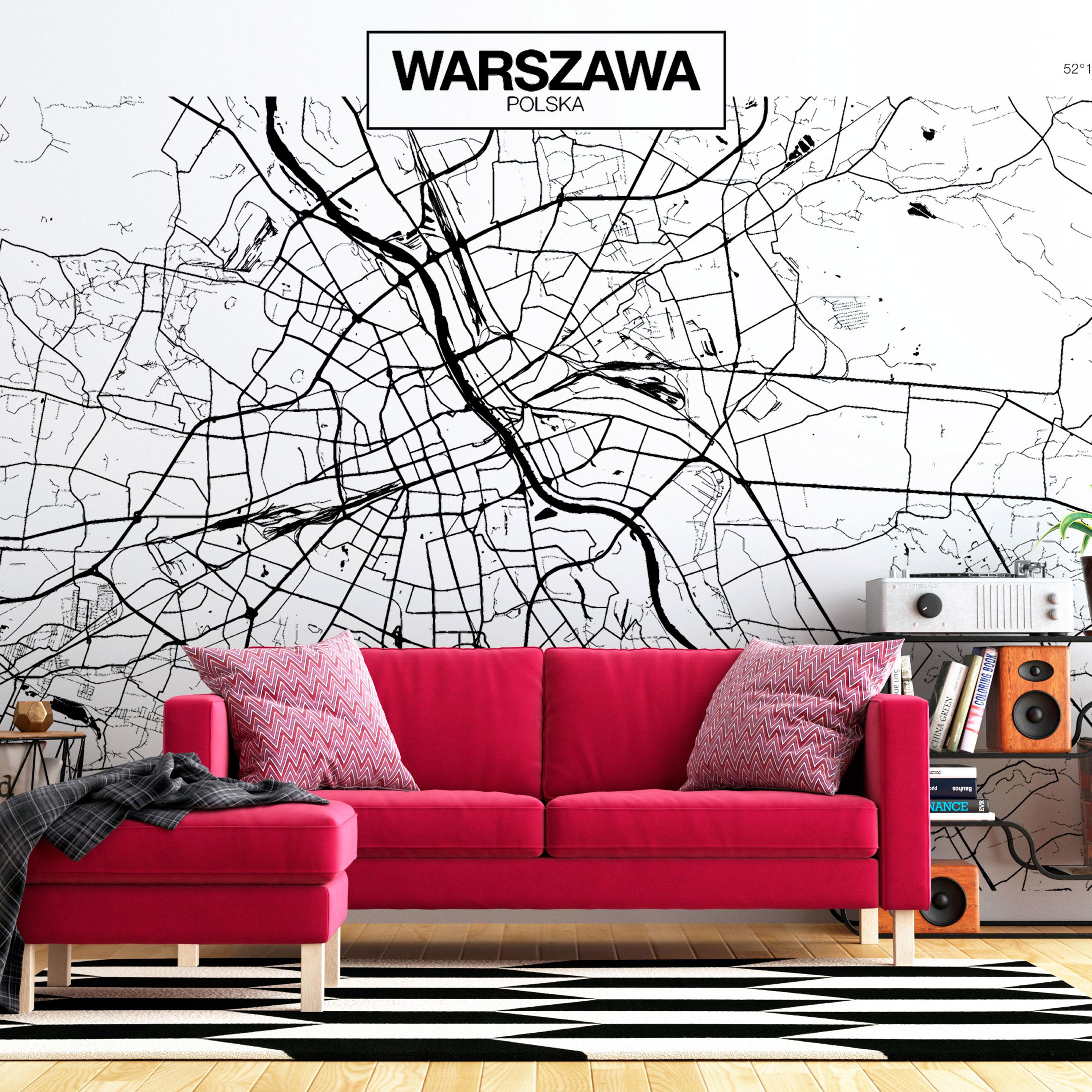 Fototapet Warsaw Map 450 315 Premium - Tapet  - 5905151838845