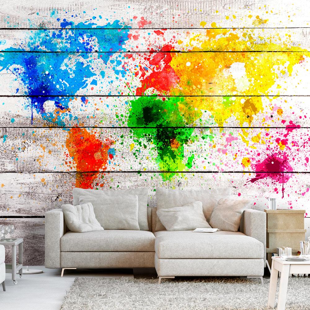 Fototapet World Map: Colourful Blot 450 315 Premium - Tapet  - 5905151839828