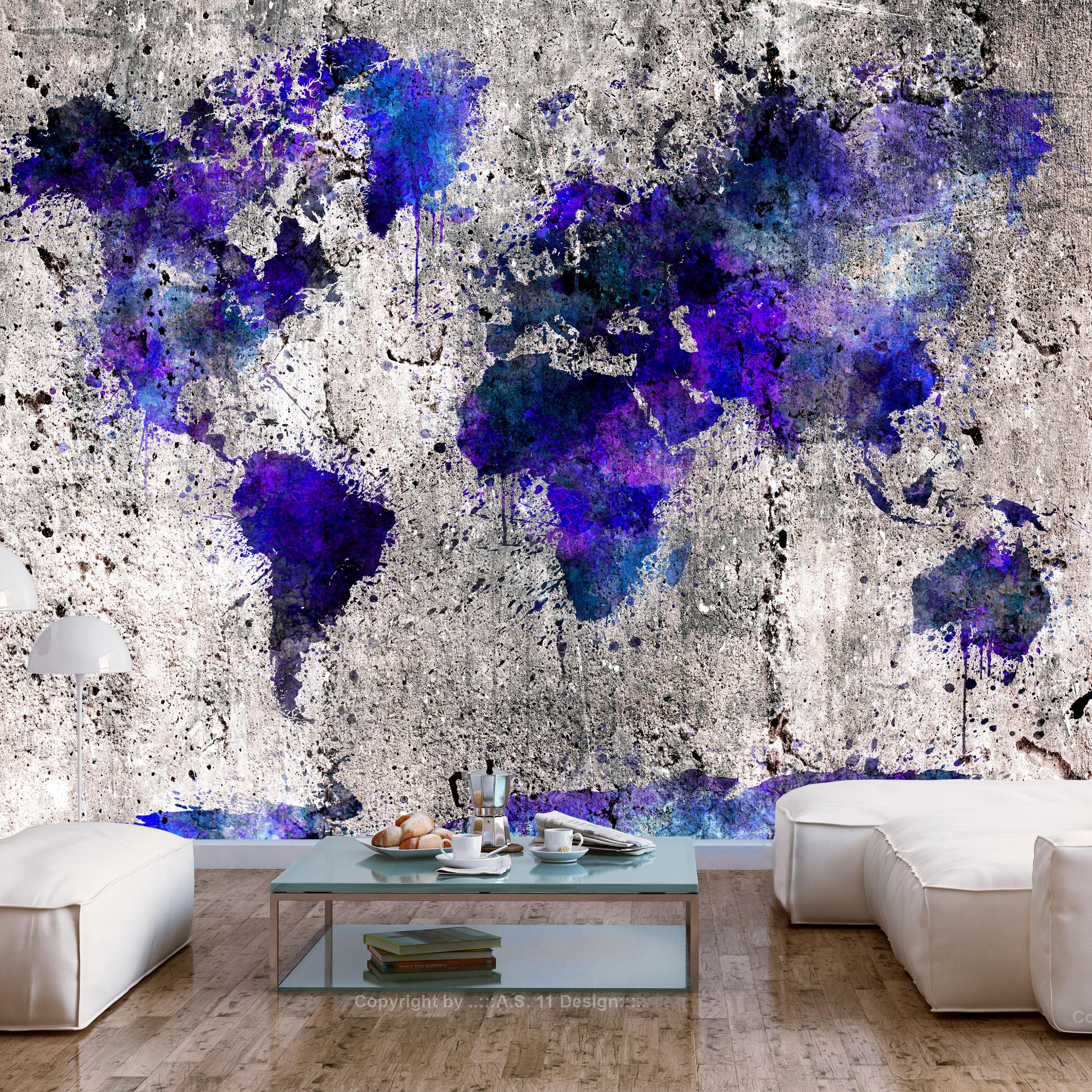 Fototapet World Map: Ink Blots 450 315 Premium - Tapet  - 5905151840596