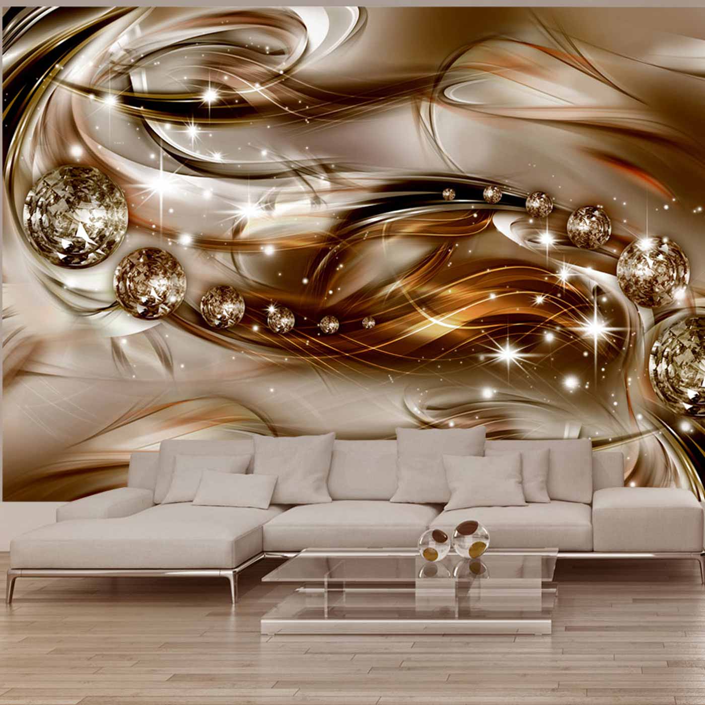 Creme Artgeist Chocolate Tide Fototapet Guld Print 105x150 - Artgeist Tapet  - 5903143963636