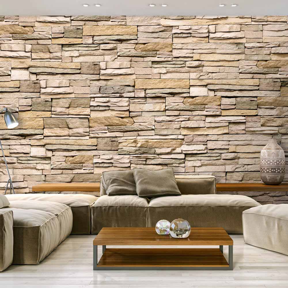 Creme Artgeist Decorative Stone Fototapet Sennepsgul Print 245x350 - Artgeist Tapet  - 5903143950711