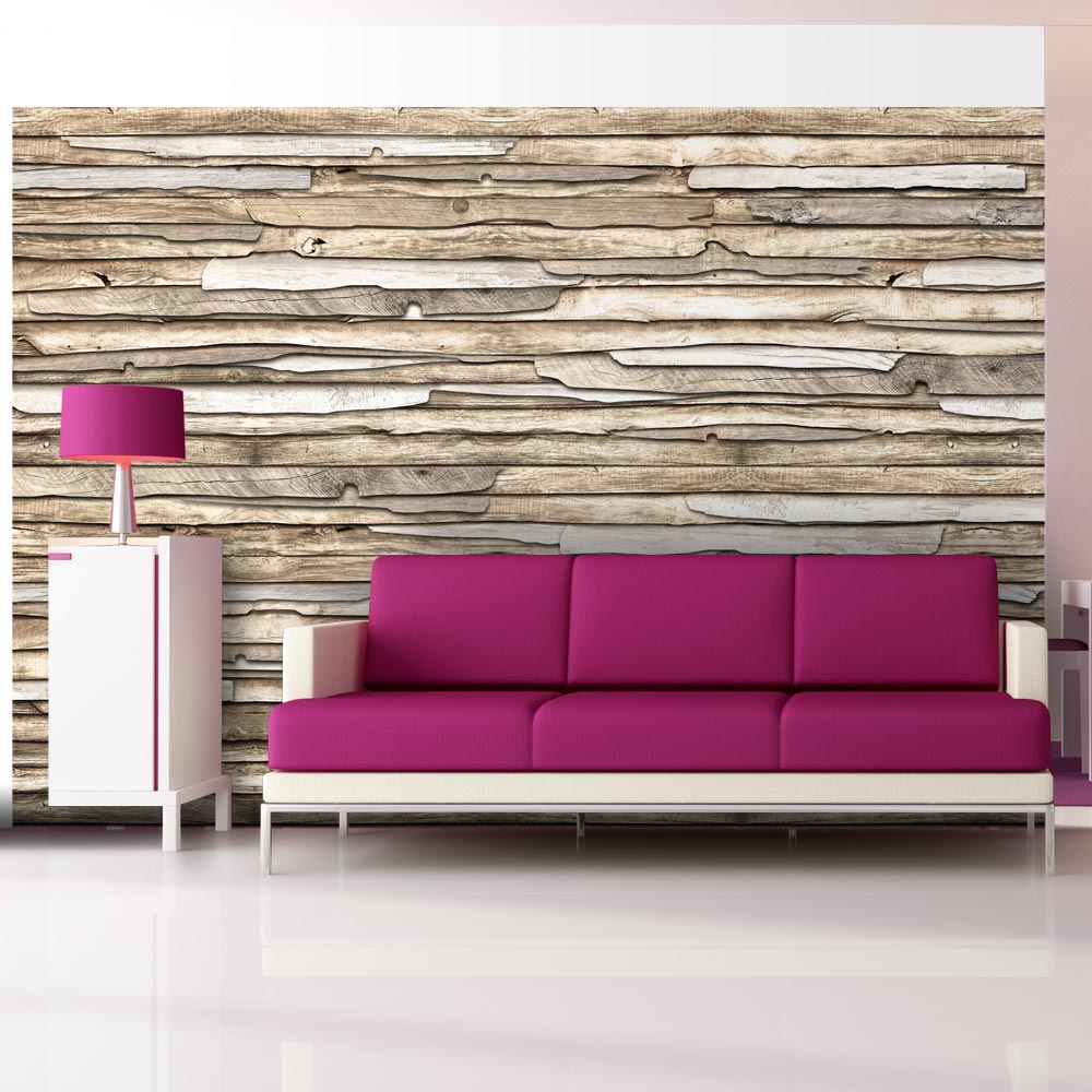 Beige Artgeist Fototapet Med Motiv Rustik Naturlig Trævæg Flere Størrelser 350x245 - Artgeist Tapet  - 5903143869969
