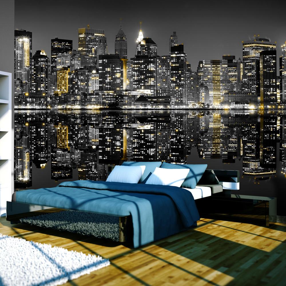 Fototapet Guld Sølv Nyc 245 193 Selvklæbende - Boligcenter Tapet  - 5905151692010