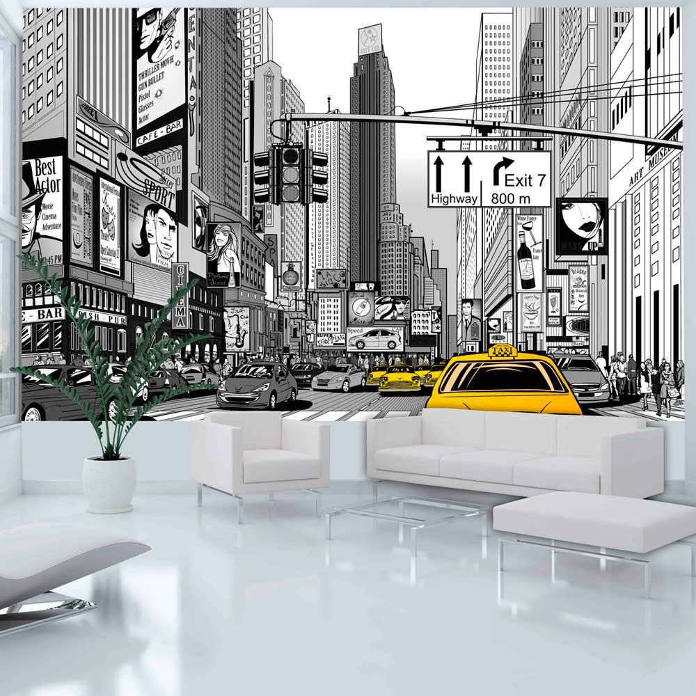 Fototapet Gule Taxaer Nyc 450 270 Premium - Boligcenter Tapet  - 5905151924470