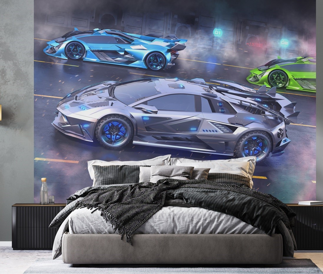 Neon Superbil Tapet 243 305 - Walltastic Tapet  - 5060107046979