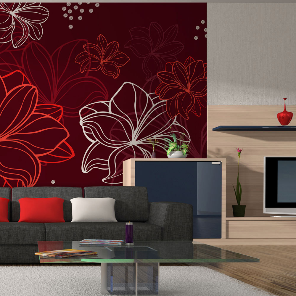 Bordeaux Artgeist Minimalistisk Fototapet Med Blomster Flere Størrelser 350x270 - Artgeist Tapet  - 5903143848933