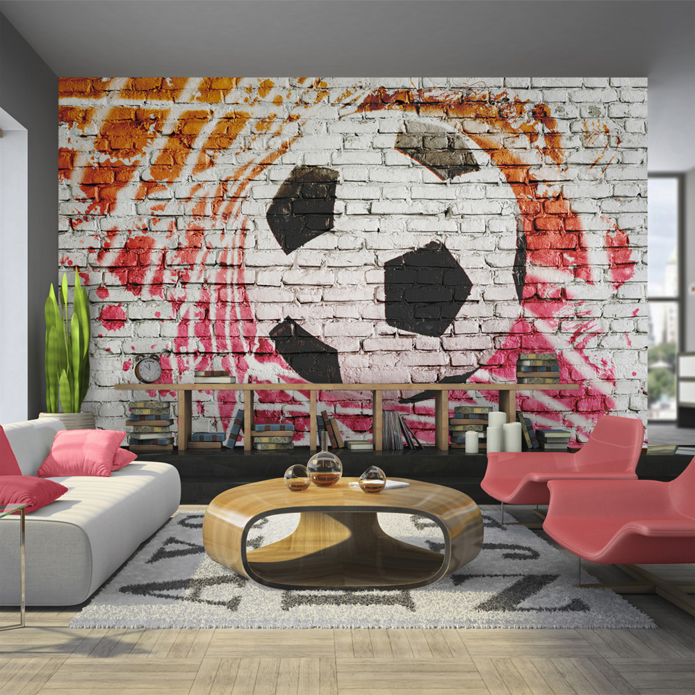 Artgeist Fototapet Fodbold Mursten Street Football Flere Størrelser 400x280 - Artgeist Tapet