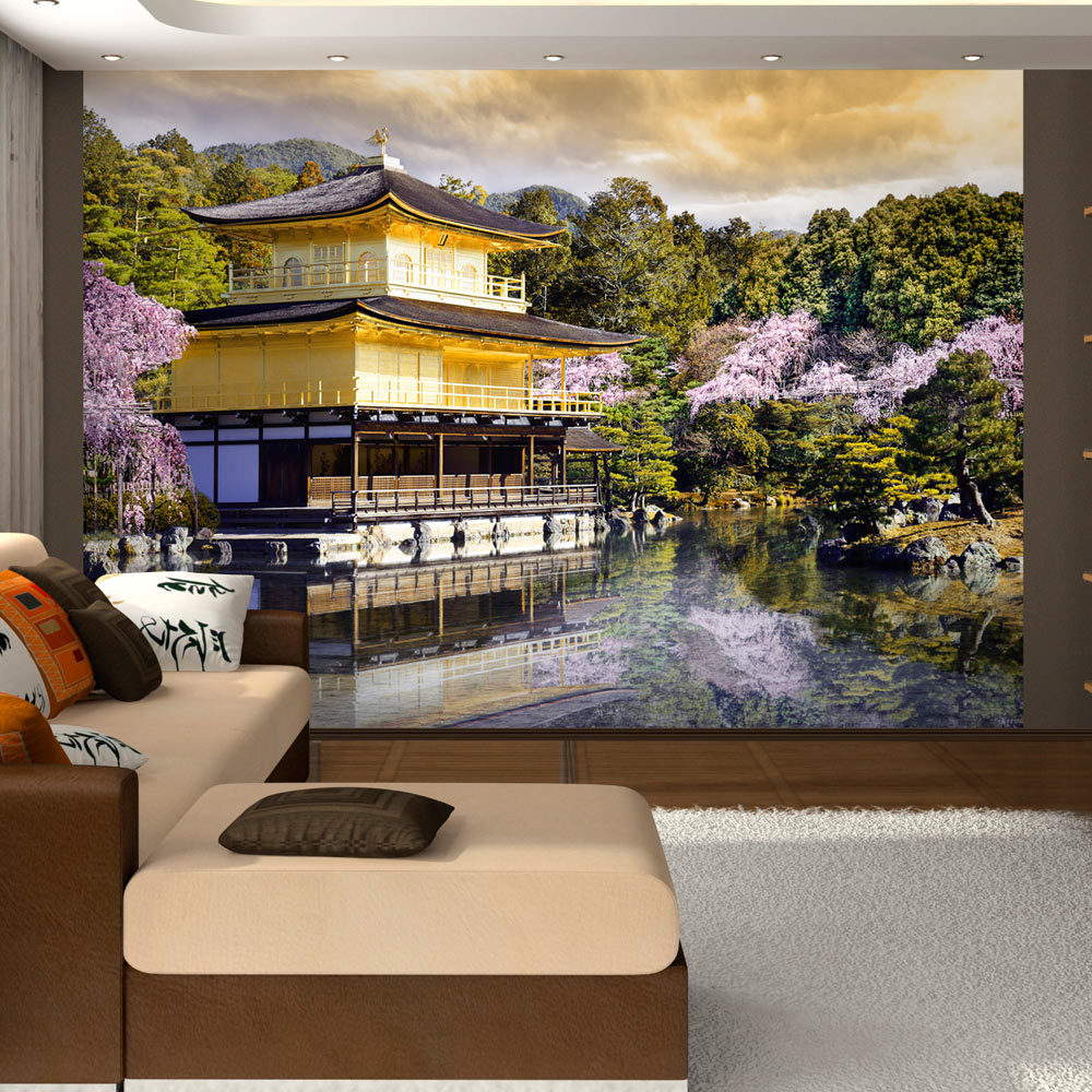 Multifarvet Artgeist Natur Fototapet Med Japansk Arkitektur Asiatisk Landskab Flere Størrelser 350x245 - Artgeist Tapet  - 5903143862878