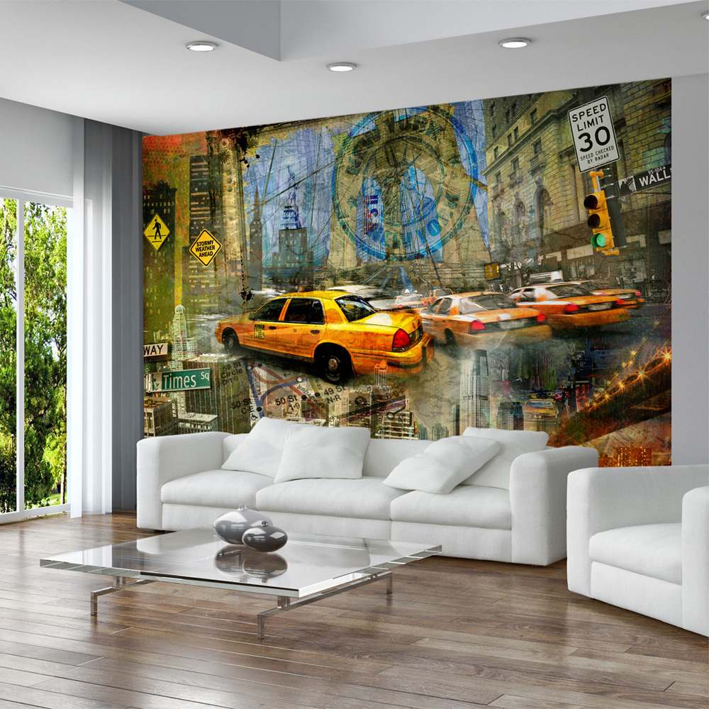 Beige Artgeist Fototapet Collage Med Motiv New York Byliv Flere Størrelser 350x245 - Artgeist Tapet  - 5903143864896