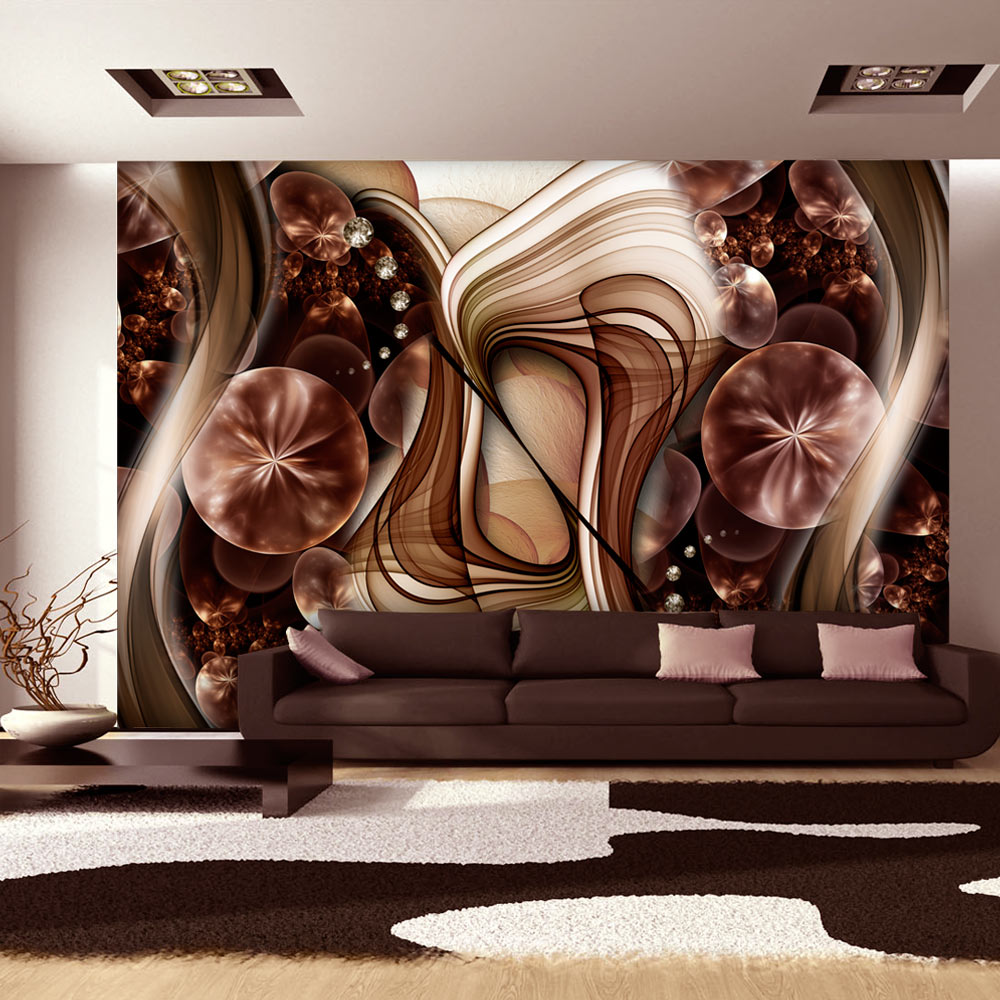 Artgeist Fototapet Cabinet Curiosities Brunt Cremefarvet Moderne Mønster Flere Størrelser 300x210 - Artgeist Tapet  - 5903143967467