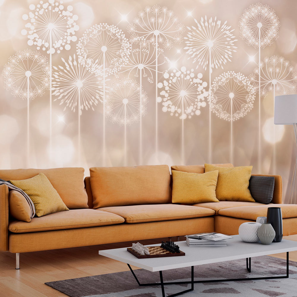 Artgeist Fototapet Radiant Flowers Idylliske Blomster Beige Baggrund Flere Størrelser 400x280 - Artgeist Tapet  - 5903143972867