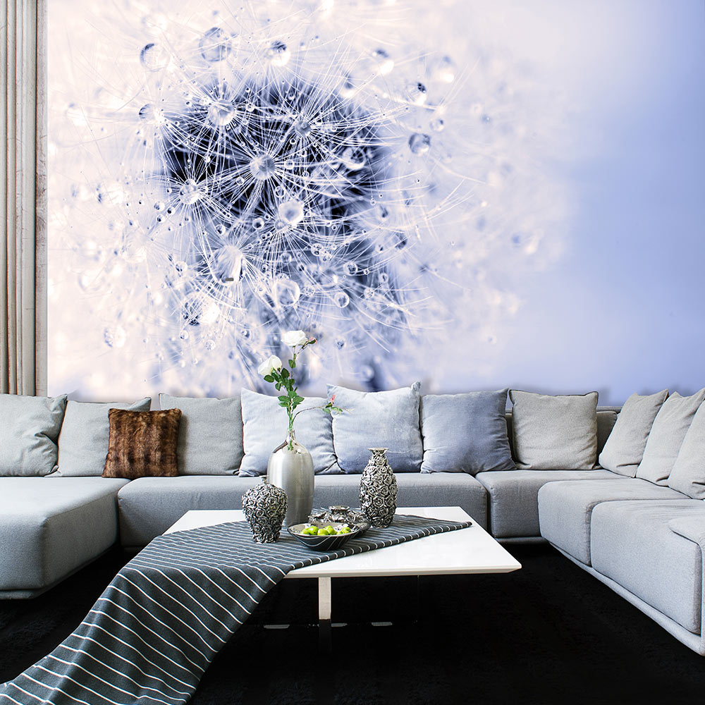 Artgeist Fototapet Etheric Morning Mælkebøtte Med Dråber Flere Størrelser 200x140 - Artgeist Tapet  - 5903143974069