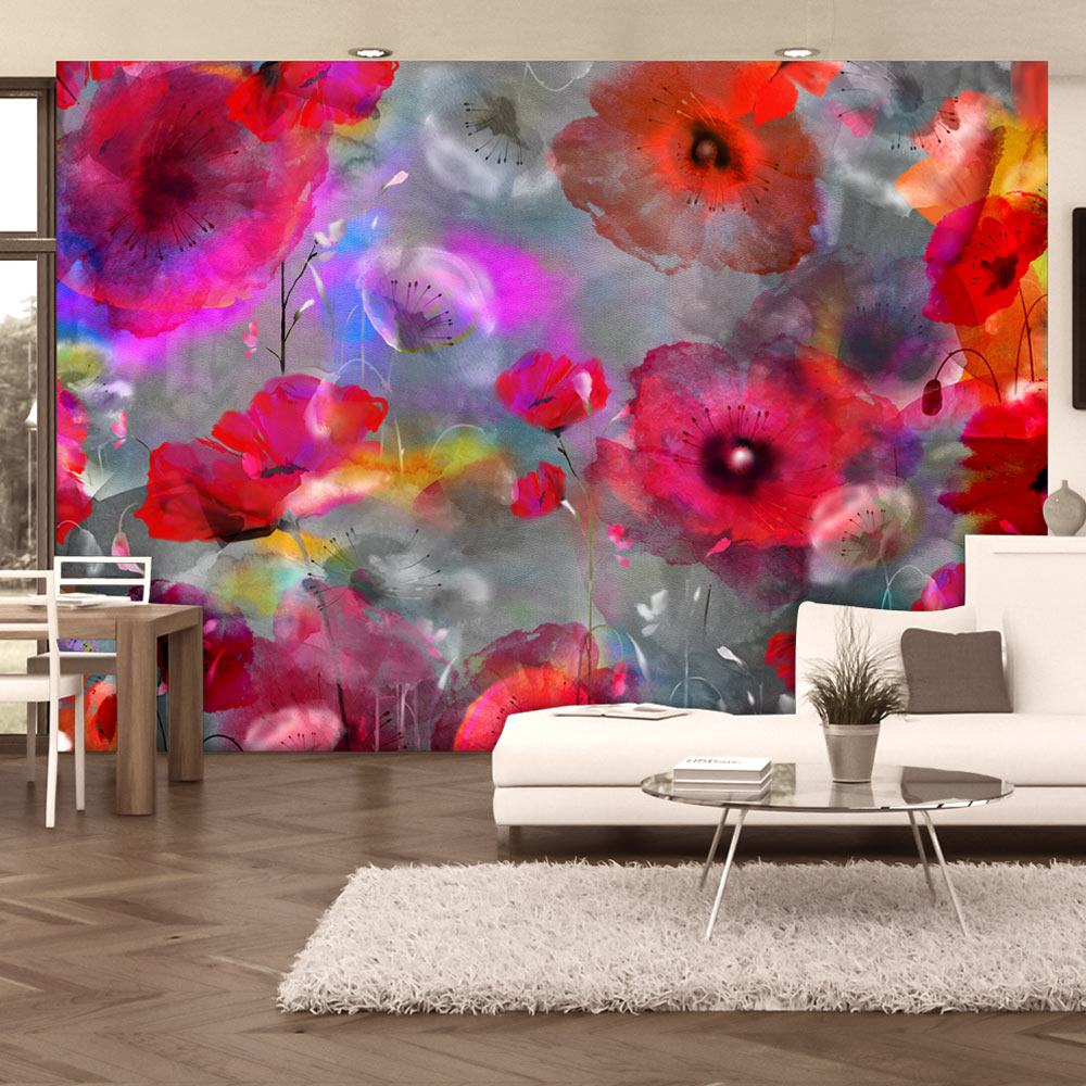 Artgeist Fototapet Painted Poppies Farverige Blomster Flere Størrelser 250x175 - Artgeist Tapet  - 5903143975073