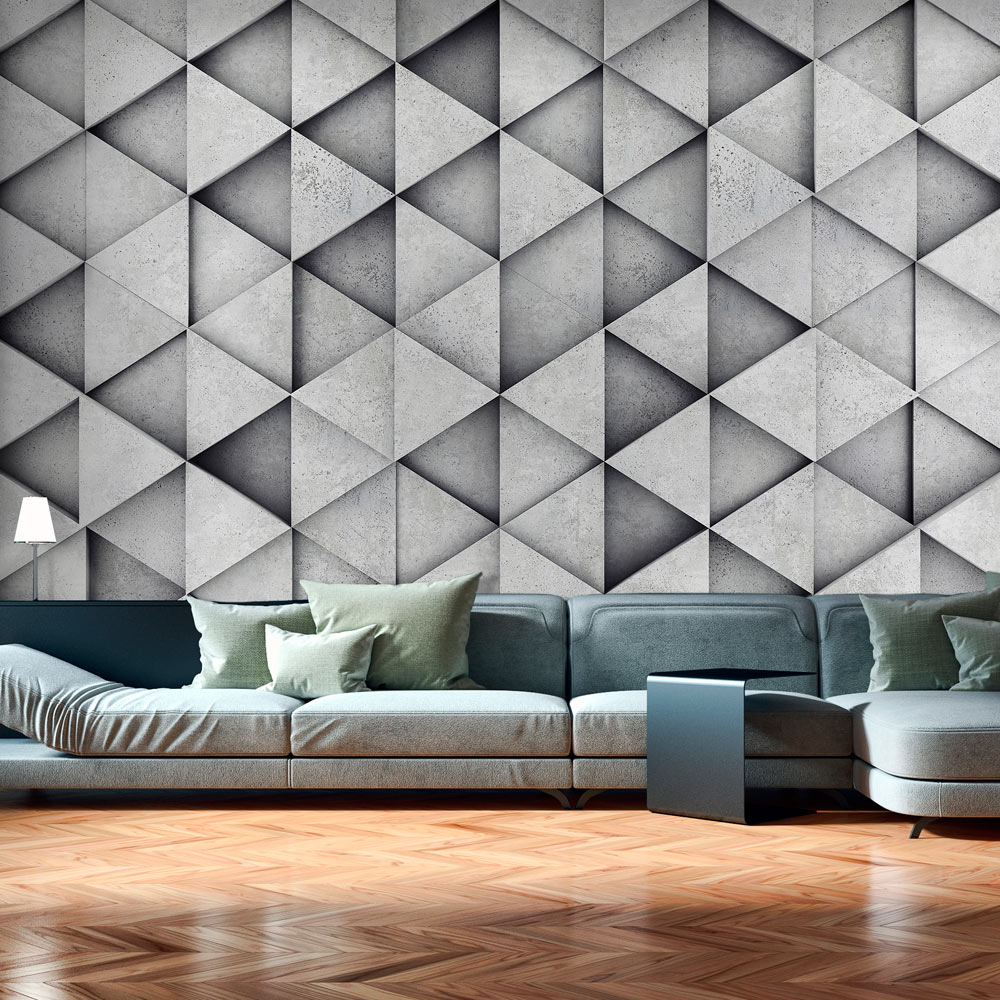 Artgeist Fototapet Grey Triangles Grå Trekanter Flere Størrelser 300x210 - Artgeist Tapet  - 5903301921287