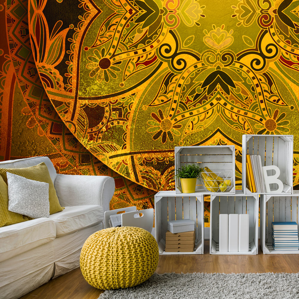 Artgeist Fototapet Mandala: Golden Poem Gylden Mandala Flere Størrelser 400x280 - Artgeist Tapet  - 5903301920396