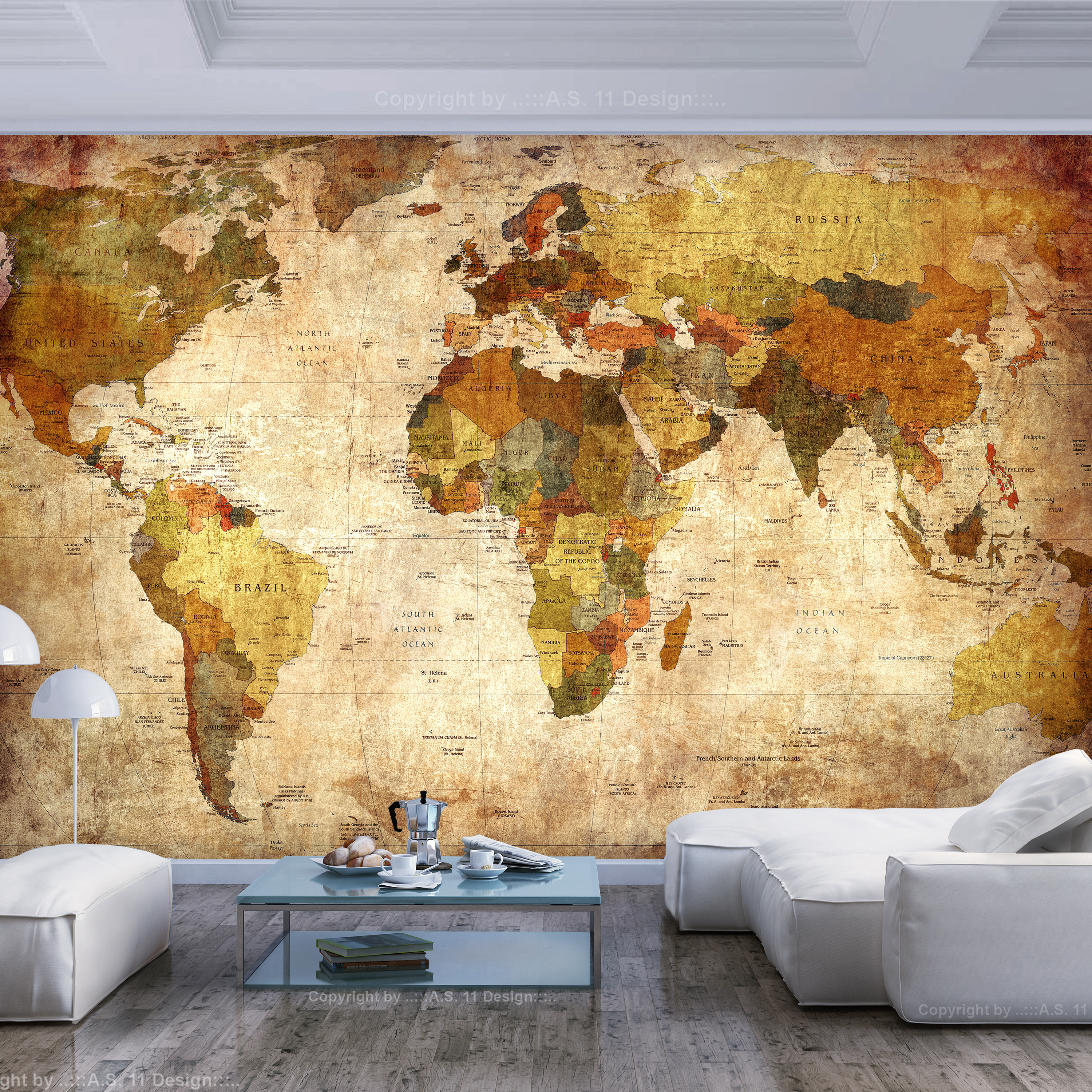 Artgeist Fototapet Old World Map Gammelt Vintage Verdenskort Flere Størrelser 250x175 - Artgeist Tapet  - 5903301923656