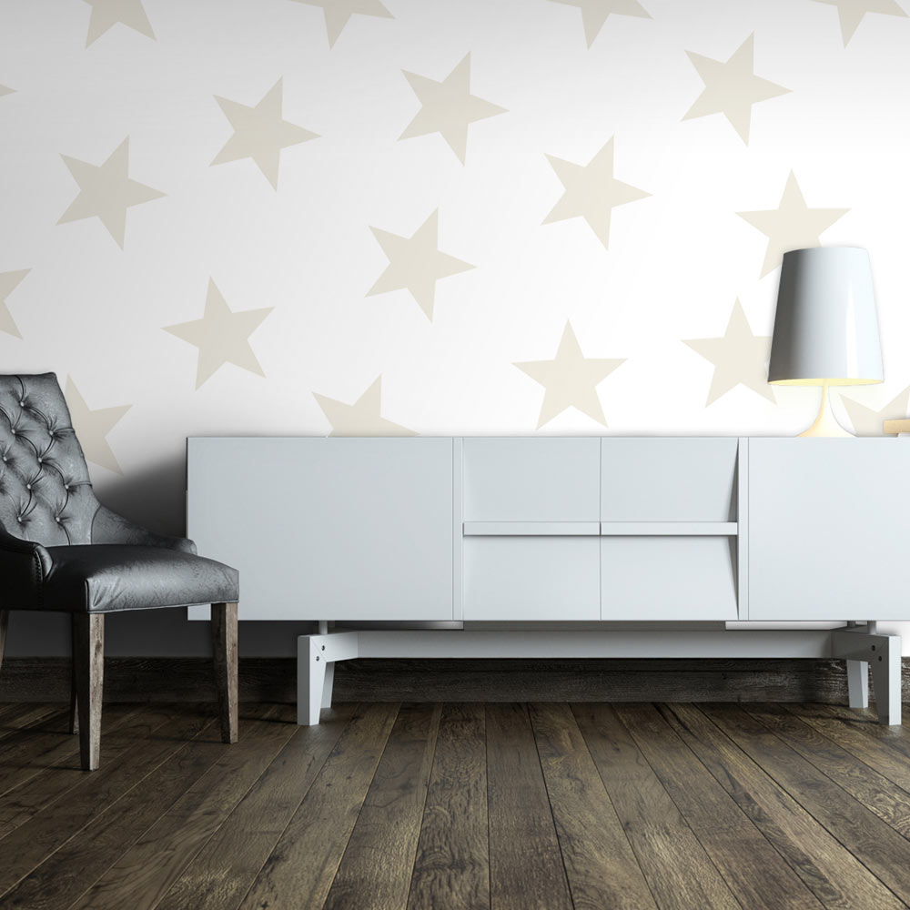 Artgeist Fototapet Beige Star Stjerner Cremefarve Flere Størrelser 250x175 - Artgeist Tapet  - 5903301924356